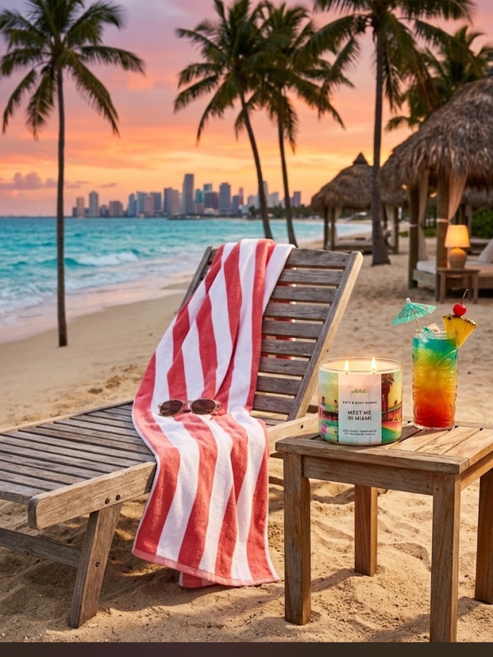Bath & Body Works Meet Me In Miami Scented Candle -nwt  breezy palms cabanas yum